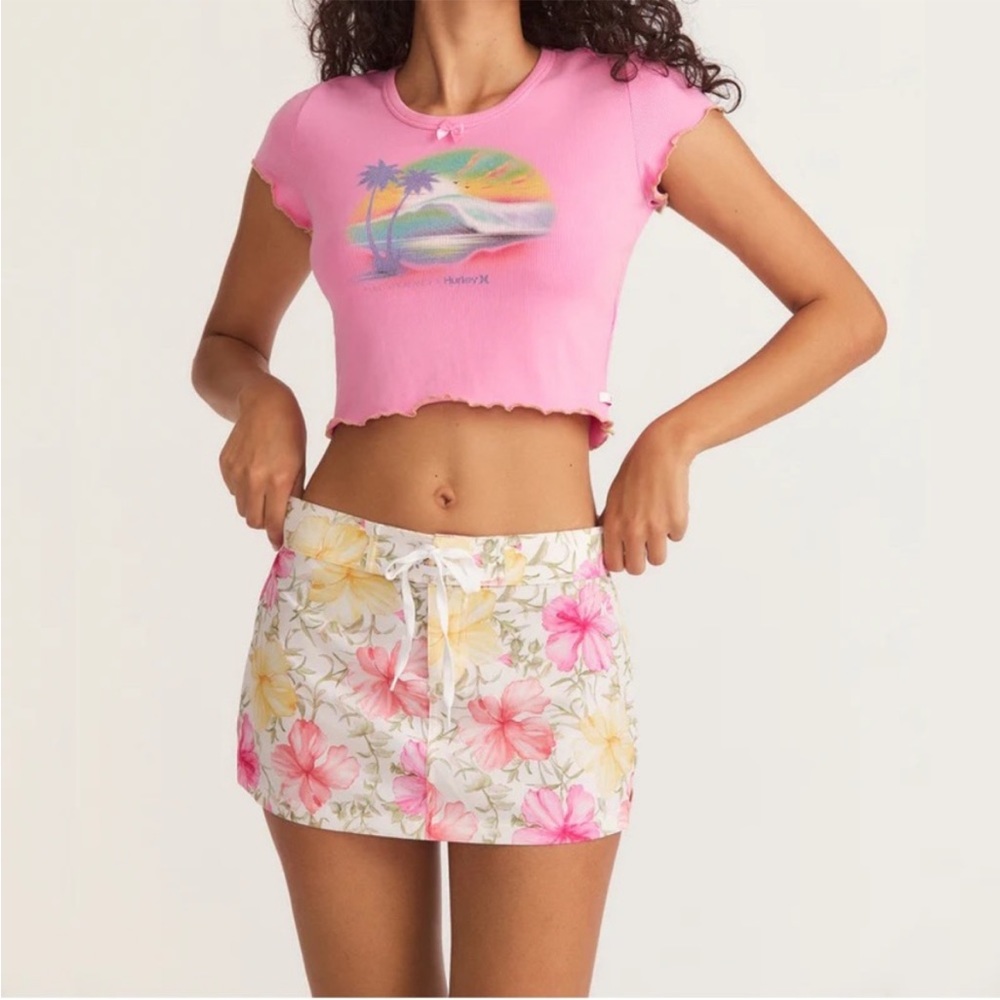 Hurley x LoveShackFancy Brand New Hibiscus Board/swim Skirt